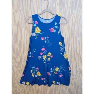 Old Navy | Dresses | Womens Old Navy Blue Floral Swing A Line Sleeveless  Dress Size L | Poshmark